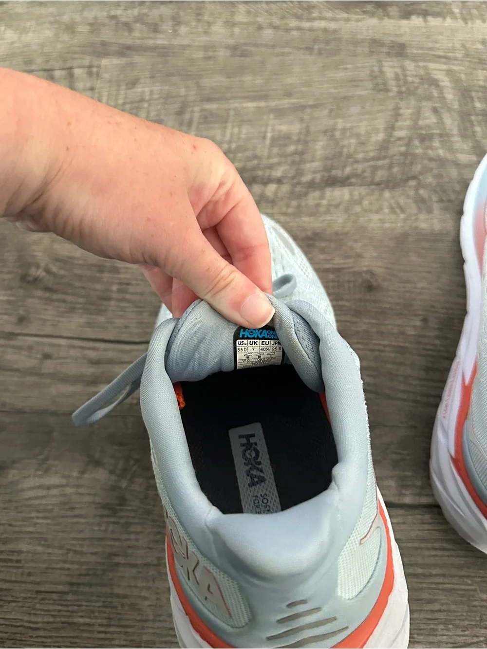 Hoka Women's Pale Blue Running Sneakers with Coral Accent